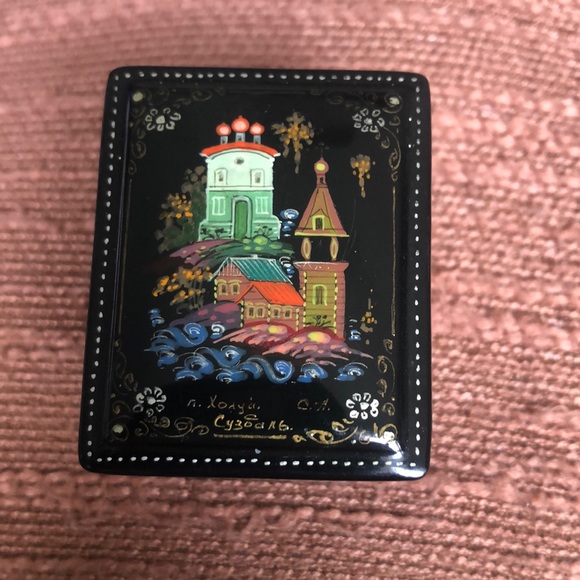 Vintage Resin Mini Box Painted and Signed